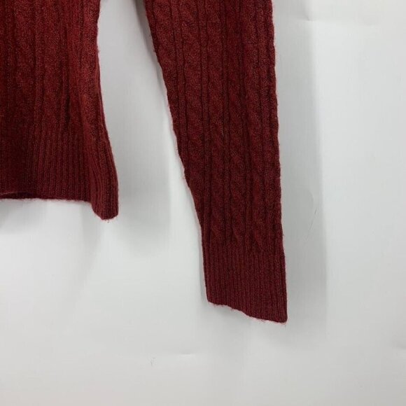 Olivia Sky Women's Cable Knit Key Hole Turtleneck in Heather Burg Sz S NWT - Picture 5 of 11
